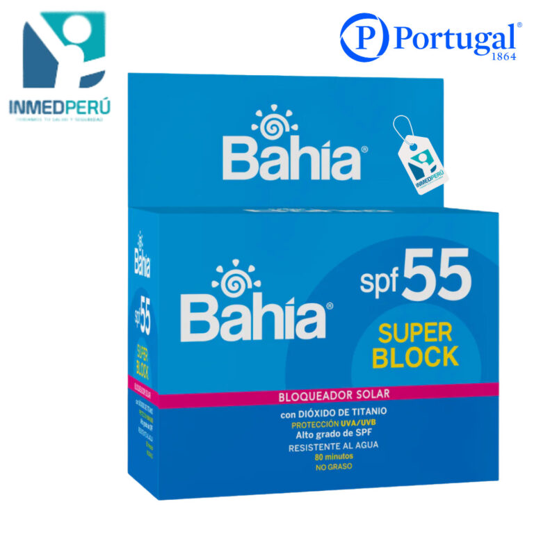 Bloqueador SPF 55 Super Block Sachet x 20 Und Bahía - Inmed Perú